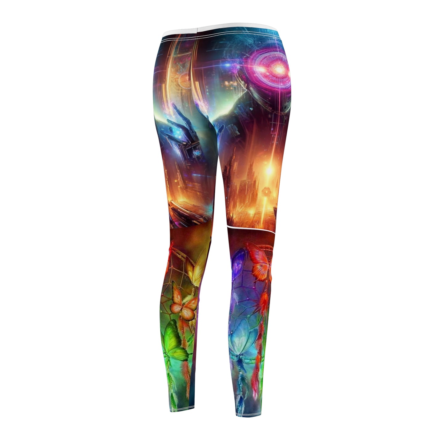 Vibrant Women's Casual Leggings - Cosmic Floral Design