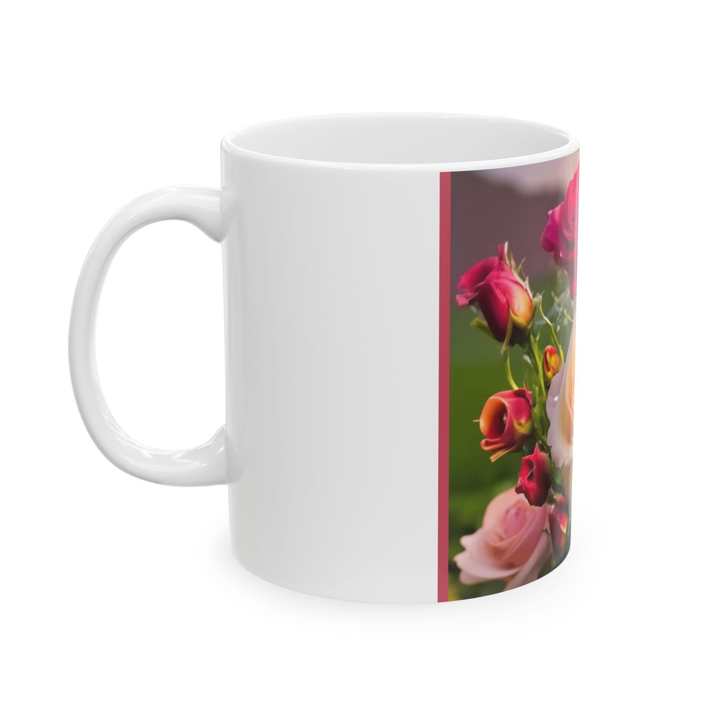 Floral Ceramic Mug - Beautiful Rose Design (11oz & 15oz)