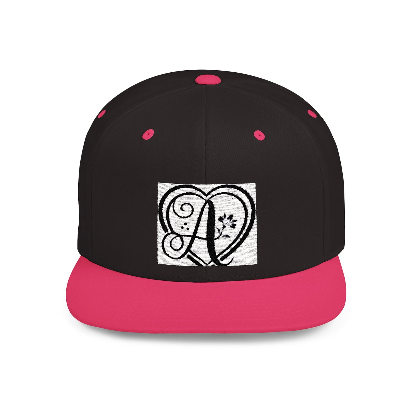 Personalized Monogram Heart Flat Bill Snapback Hat - Stylish Custom Cap for Any Occasion