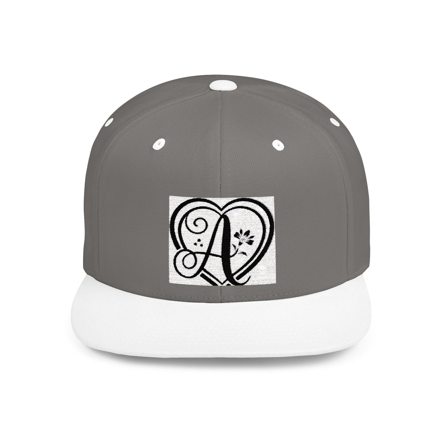 Personalized Monogram Heart Flat Bill Snapback Hat - Stylish Custom Cap for Any Occasion