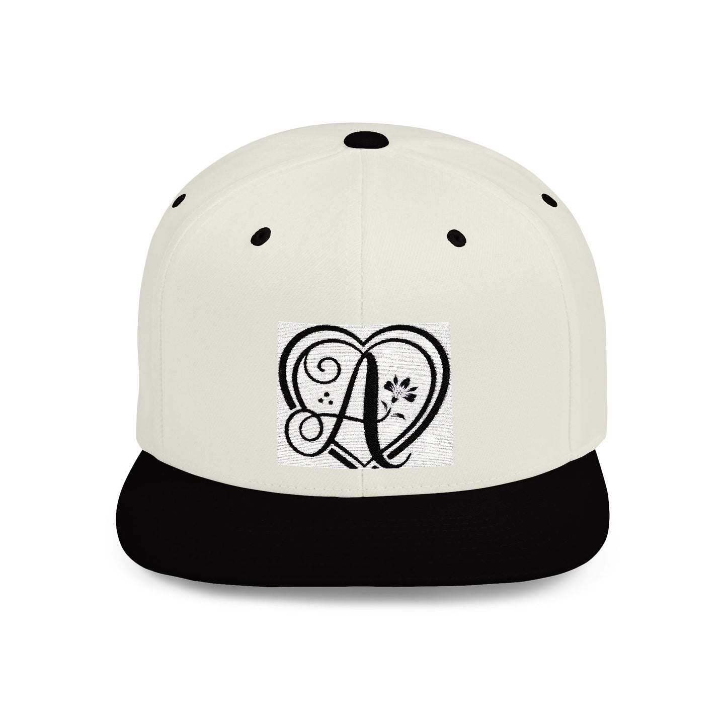 Personalized Monogram Heart Flat Bill Snapback Hat - Stylish Custom Cap for Any Occasion