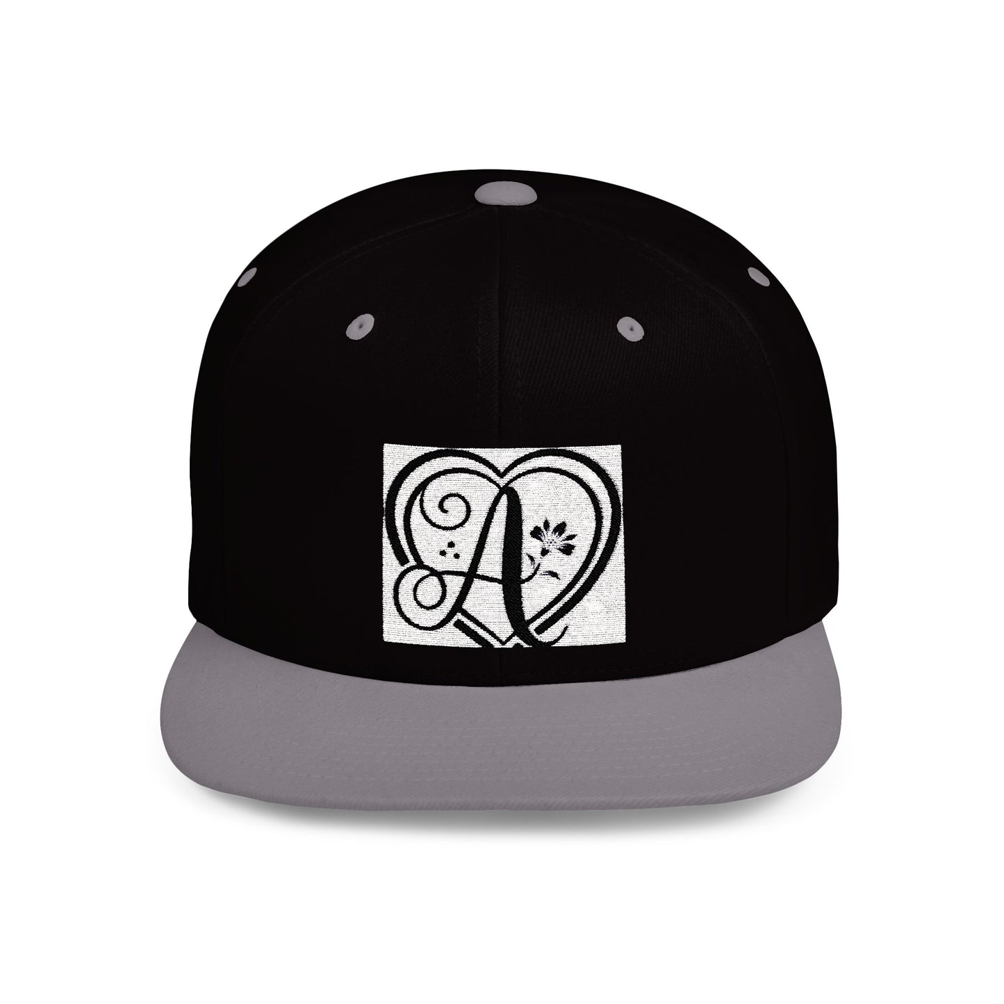 Personalized Monogram Heart Flat Bill Snapback Hat - Stylish Custom Cap for Any Occasion