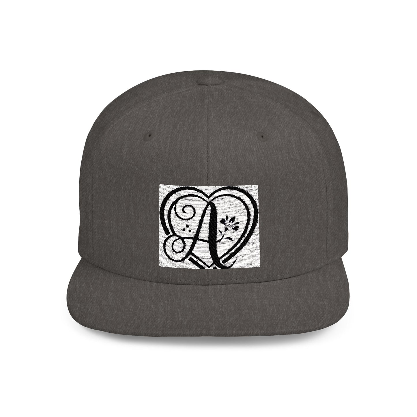 Personalized Monogram Heart Flat Bill Snapback Hat - Stylish Custom Cap for Any Occasion