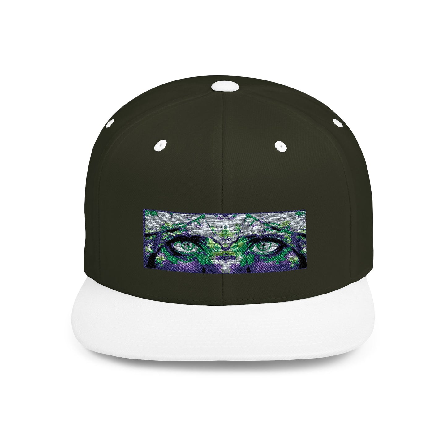 Mystical Tiger Eyes Flat Bill Snapback Hat - Trendy Urban Style