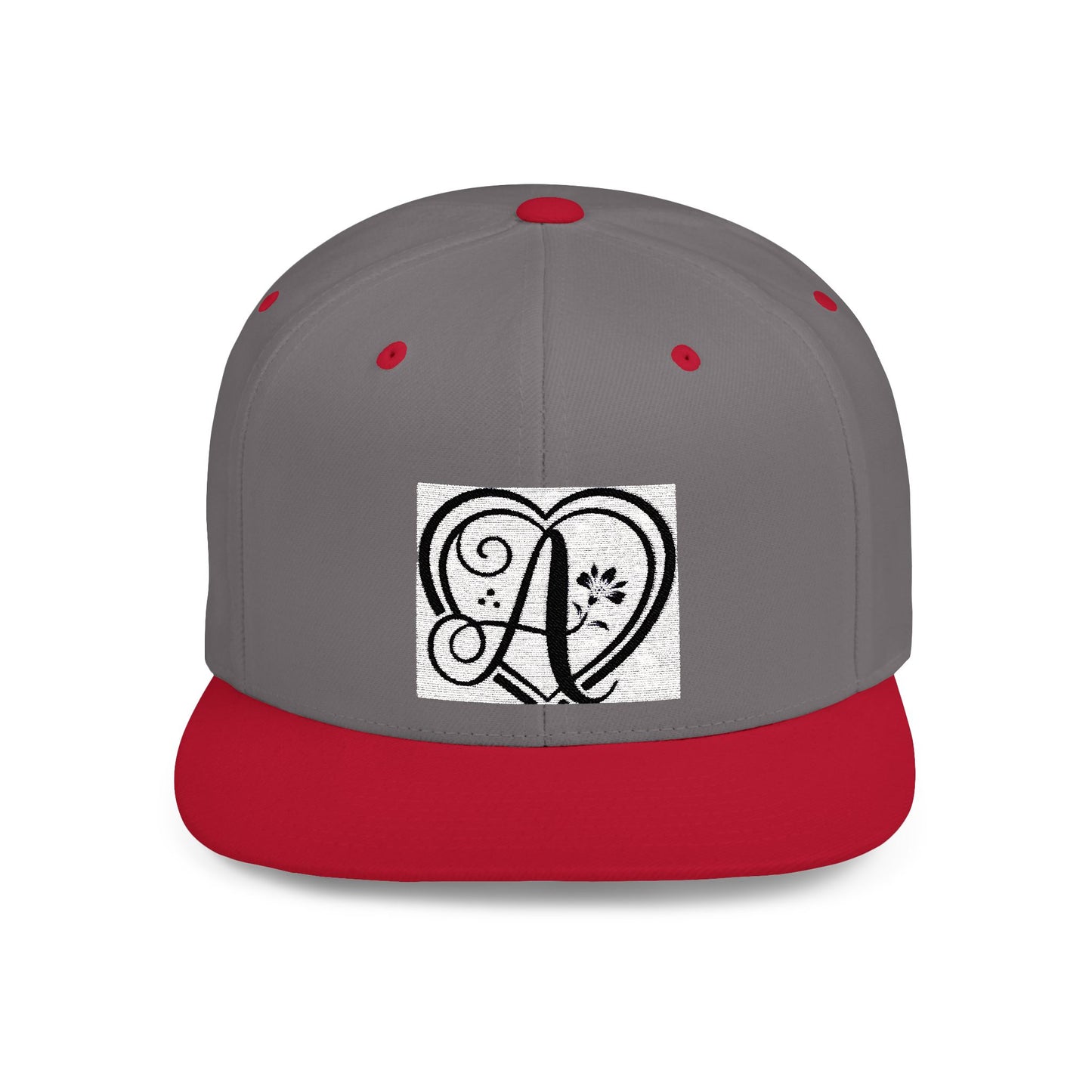 Personalized Monogram Heart Flat Bill Snapback Hat - Stylish Custom Cap for Any Occasion