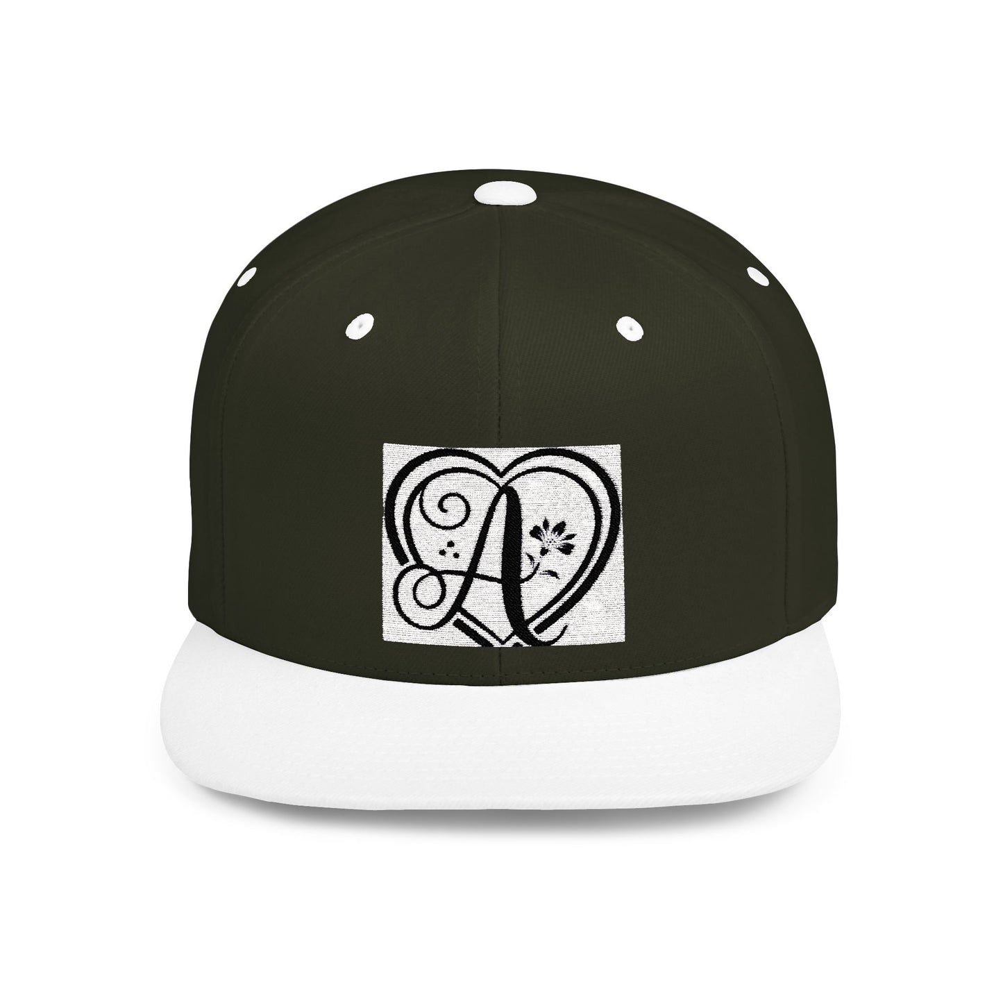 Personalized Monogram Heart Flat Bill Snapback Hat - Stylish Custom Cap for Any Occasion