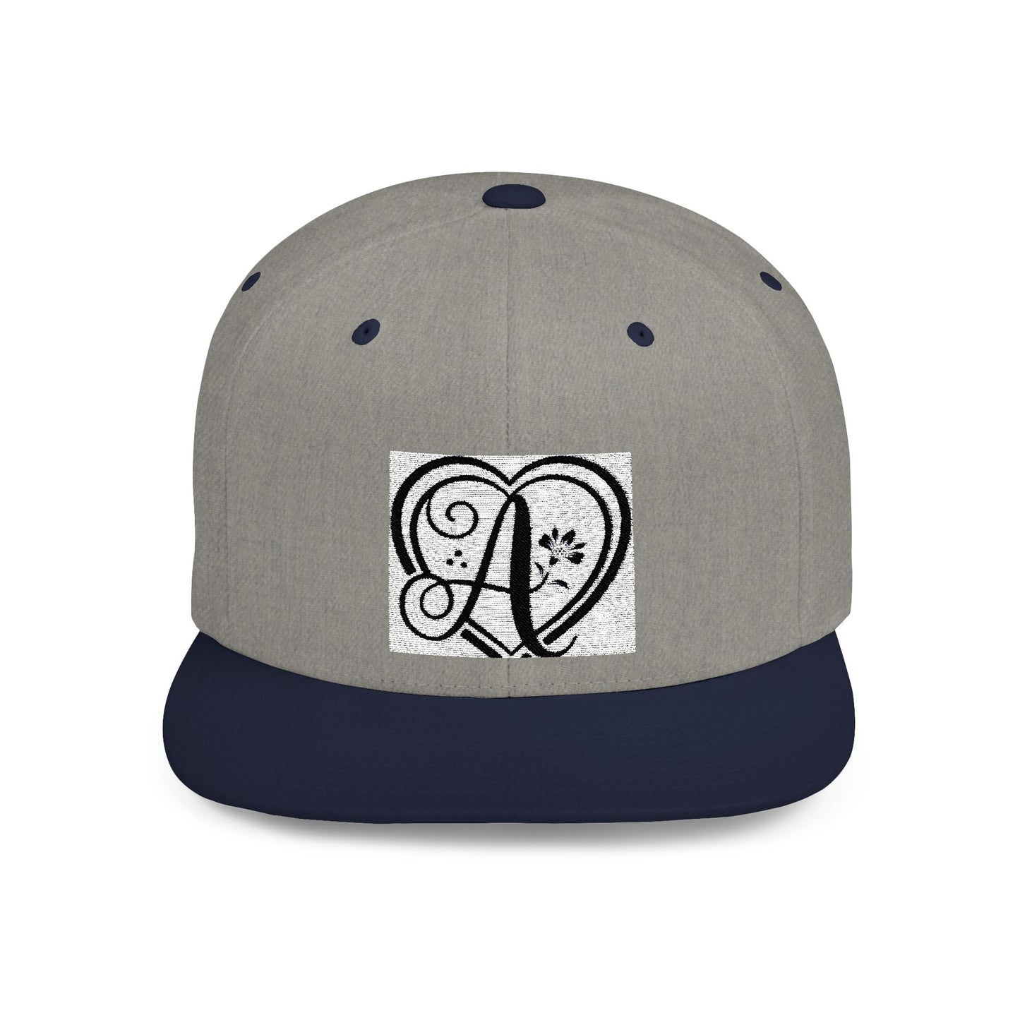 Personalized Monogram Heart Flat Bill Snapback Hat - Stylish Custom Cap for Any Occasion