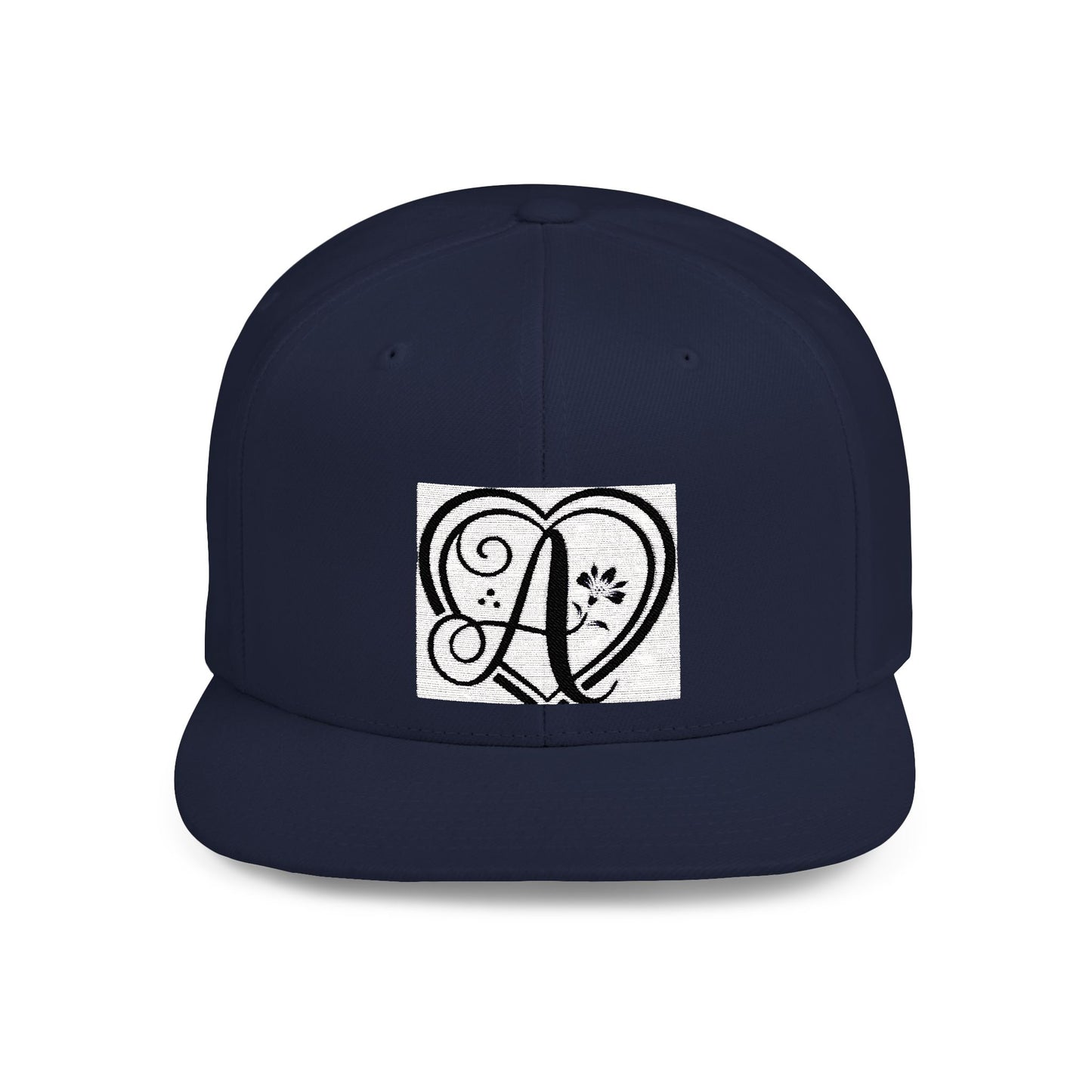 Personalized Monogram Heart Flat Bill Snapback Hat - Stylish Custom Cap for Any Occasion