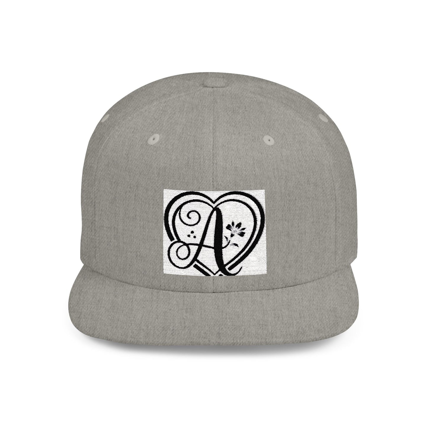 Personalized Monogram Heart Flat Bill Snapback Hat - Stylish Custom Cap for Any Occasion