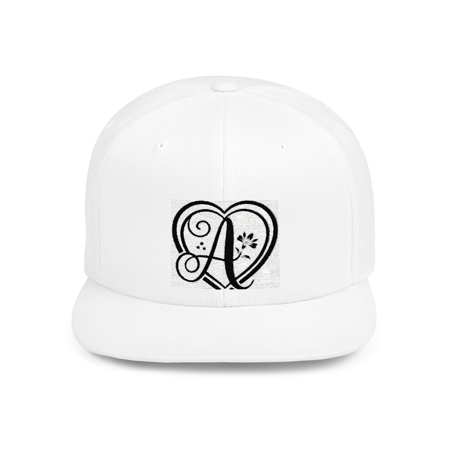 Personalized Monogram Heart Flat Bill Snapback Hat - Stylish Custom Cap for Any Occasion