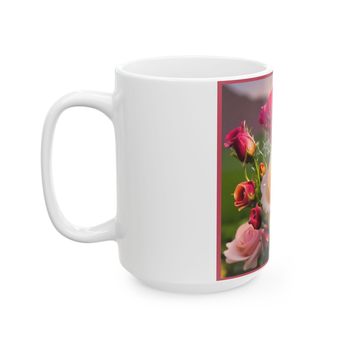 Floral Ceramic Mug - Beautiful Rose Design (11oz & 15oz)