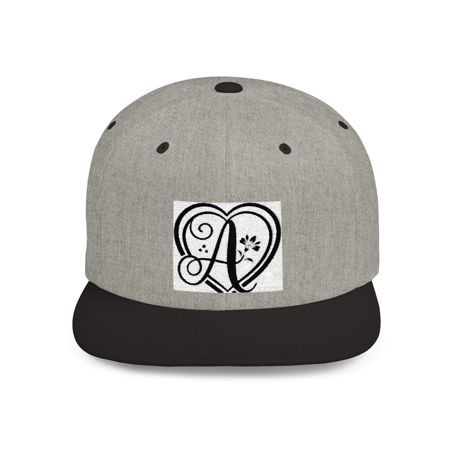 Personalized Monogram Heart Flat Bill Snapback Hat - Stylish Custom Cap for Any Occasion