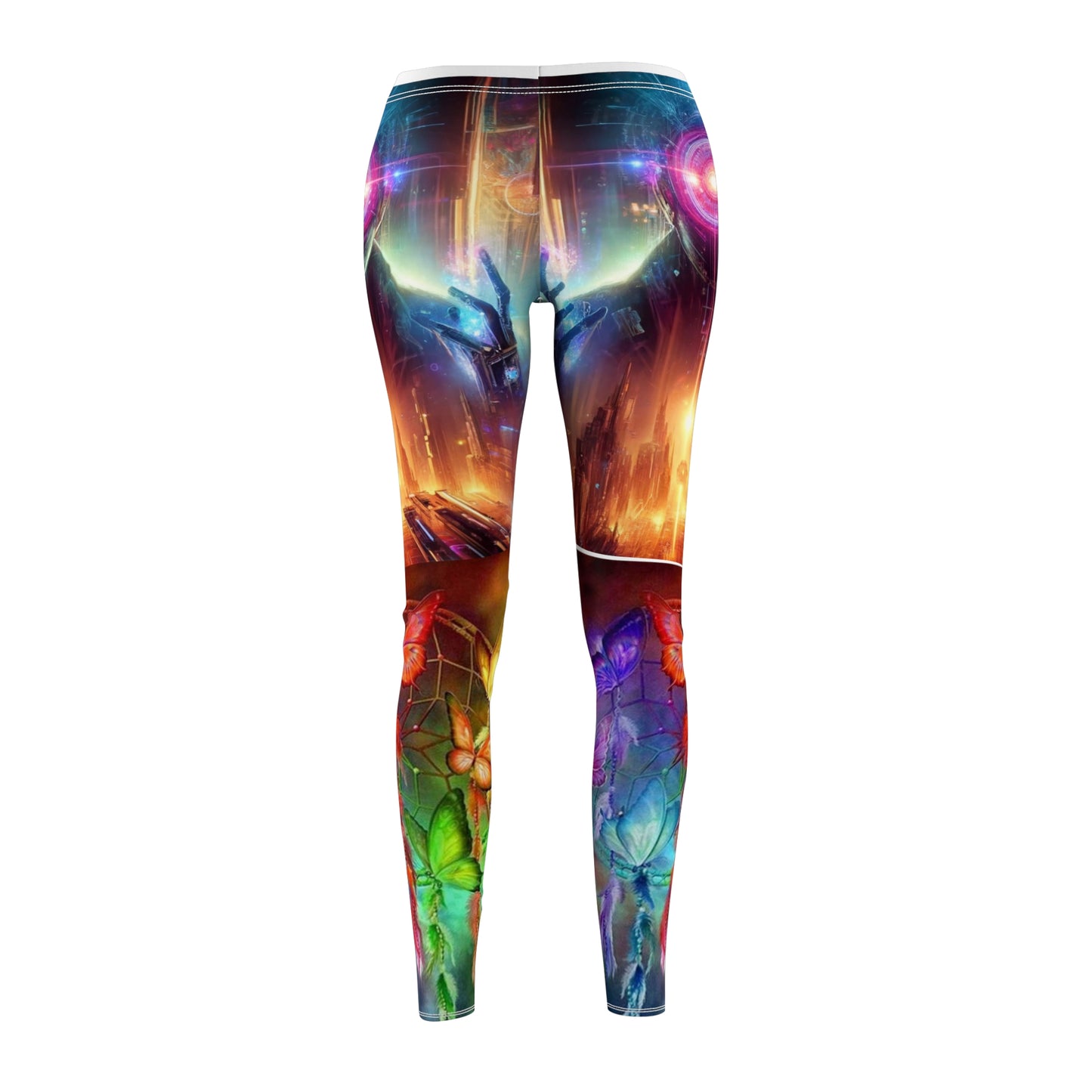 Vibrant Women's Casual Leggings - Cosmic Floral Design