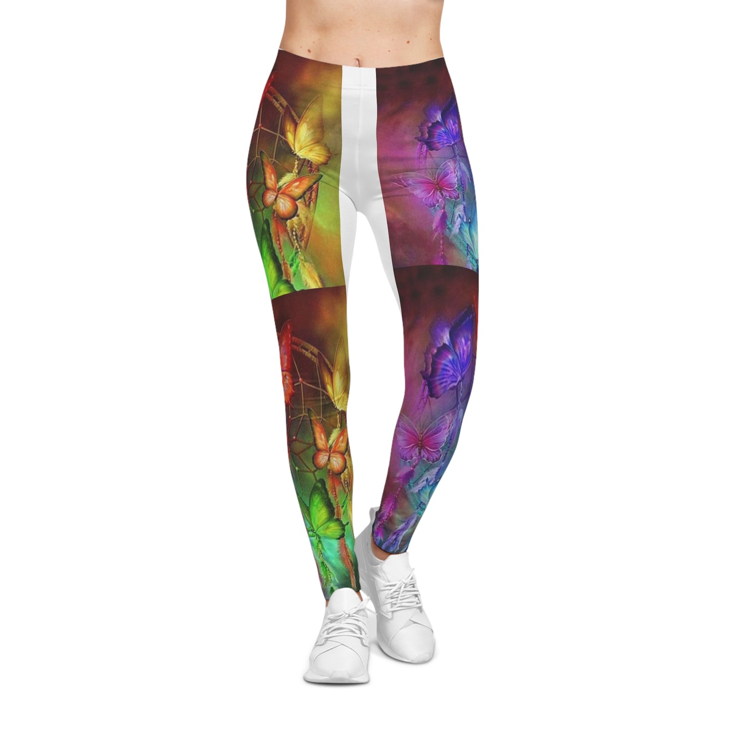 Colorful Butterfly Print Women's Casual Leggings - Vibrant Yoga & Loungewear